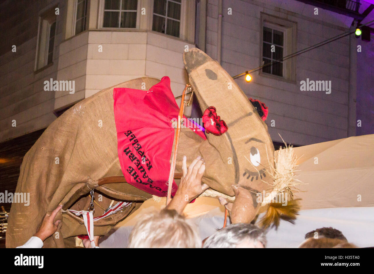Hobby horse mascot of Bredasche Bauernkapelle brass band, wine festival