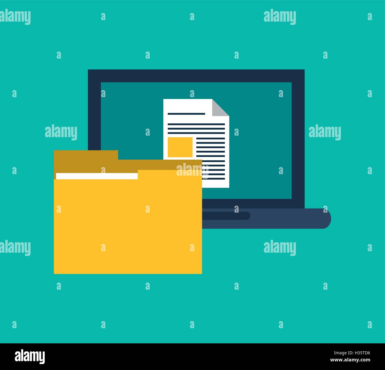 computer and file folder icon Stock Vector Image & Art - Alamy
