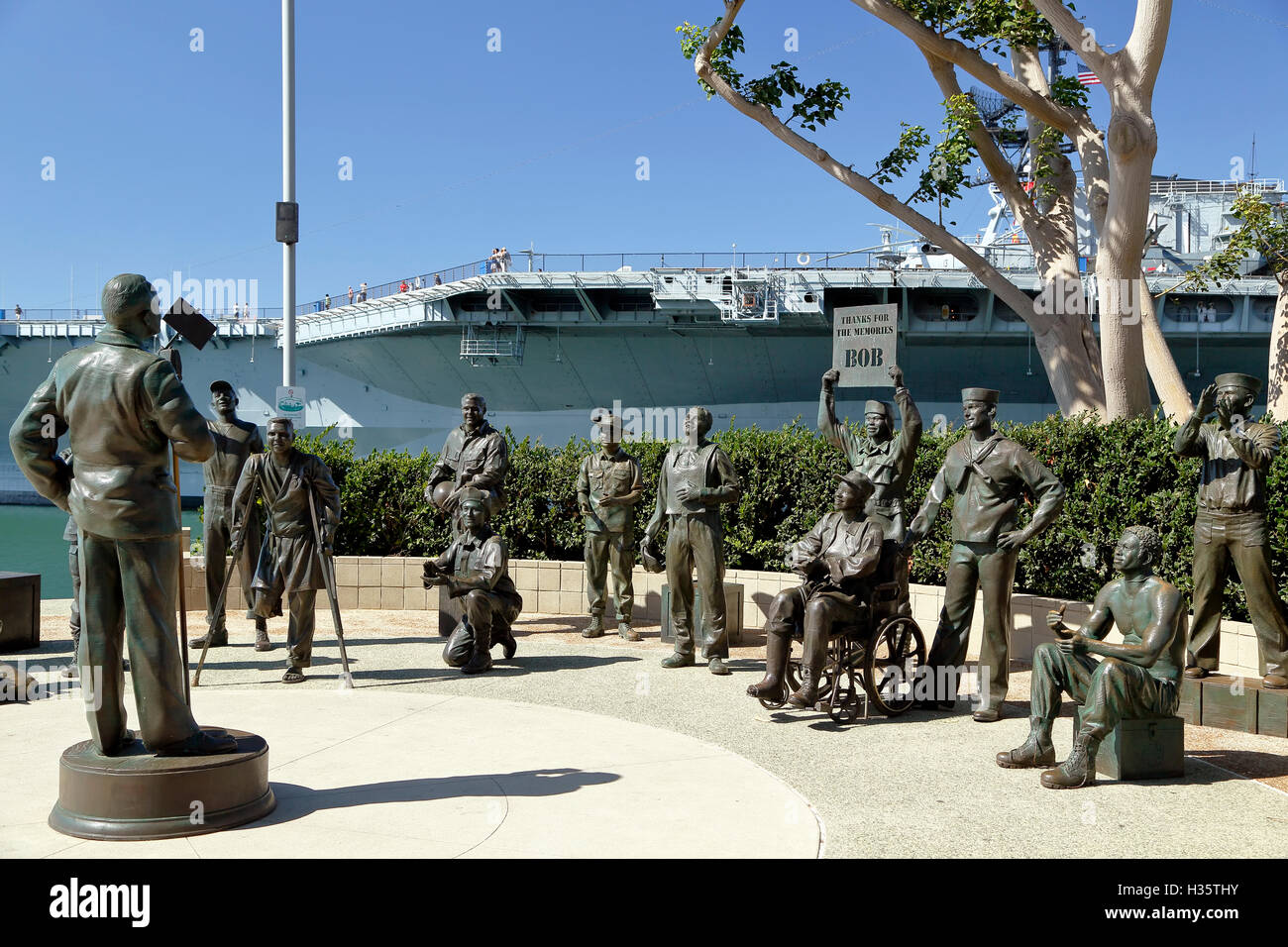 National Salute to Bob Hope and the Military, by Eugene Daub and Steven Whyte, and USS Midway, San Diego, California USA Stock Photo