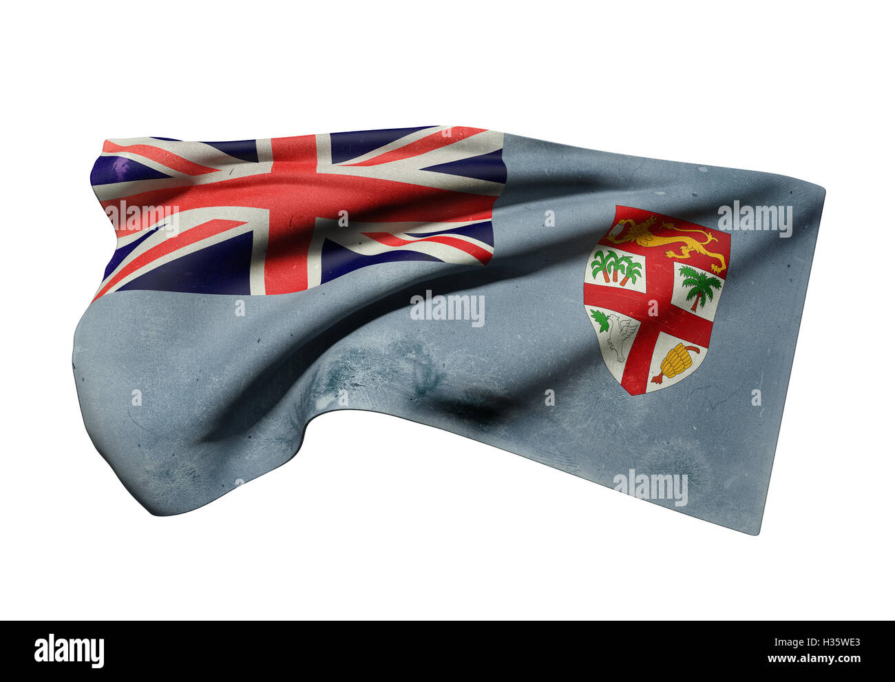 3d rendering of an old Republic of Fiji flag waving Stock Photo