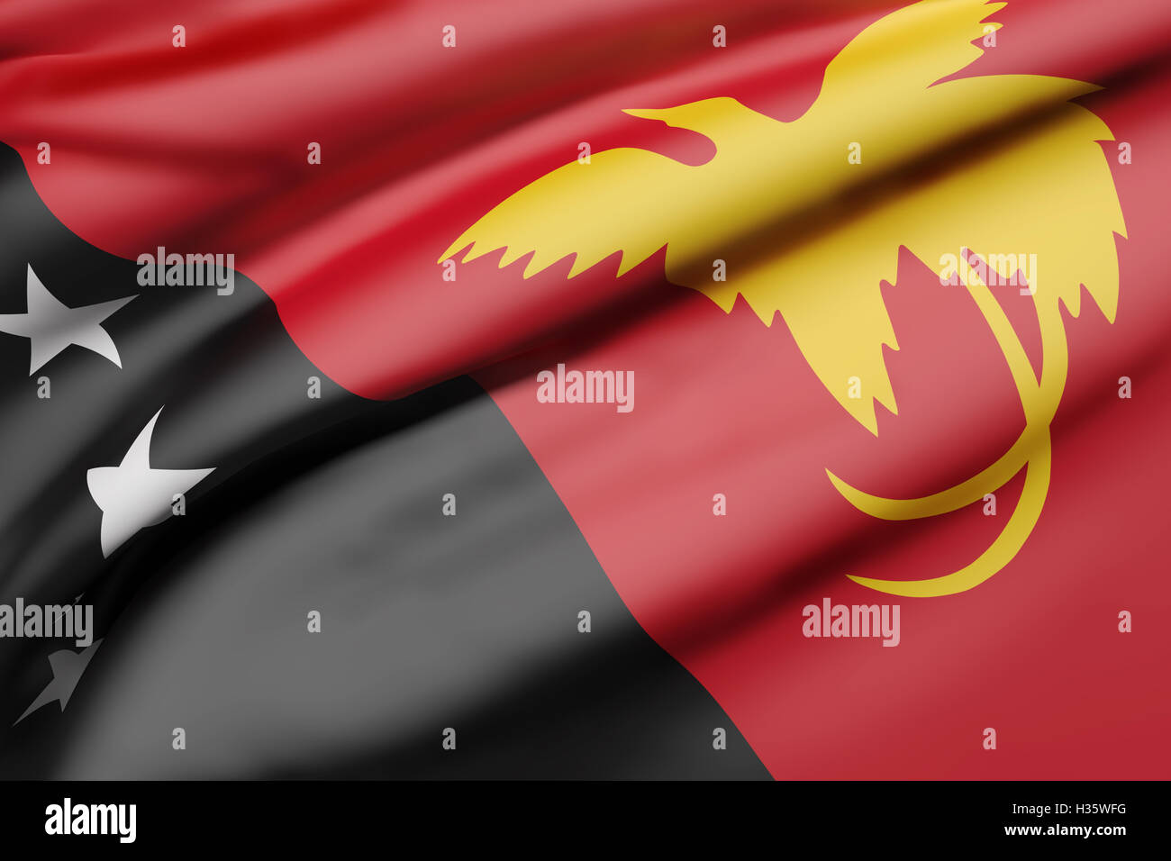 3d rendering of  Independent State of Papua New Guinea flag waving Stock Photo