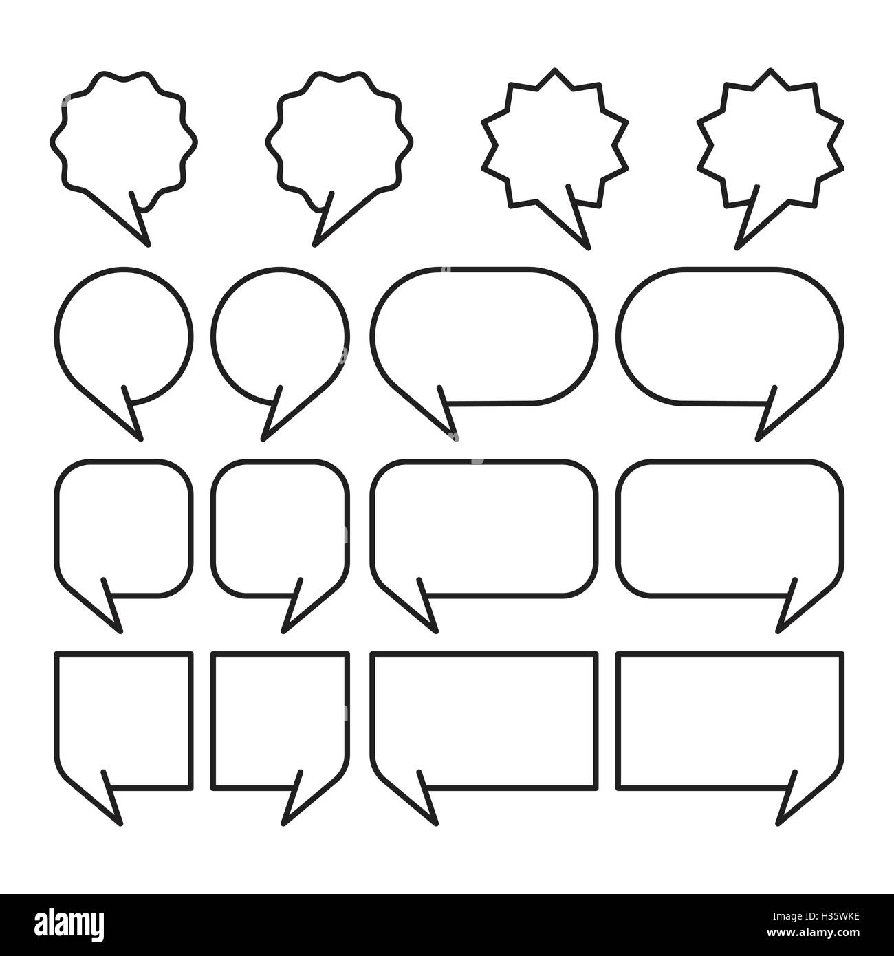 [EPS10] black line speech bubbles set vector illustration Stock Vector
