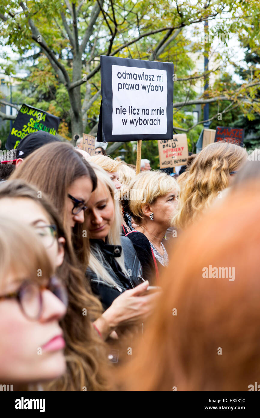 Warsaw, Poland, 2016 10 01 - protest against anti-abortion law forced by Polish government Stock Photo