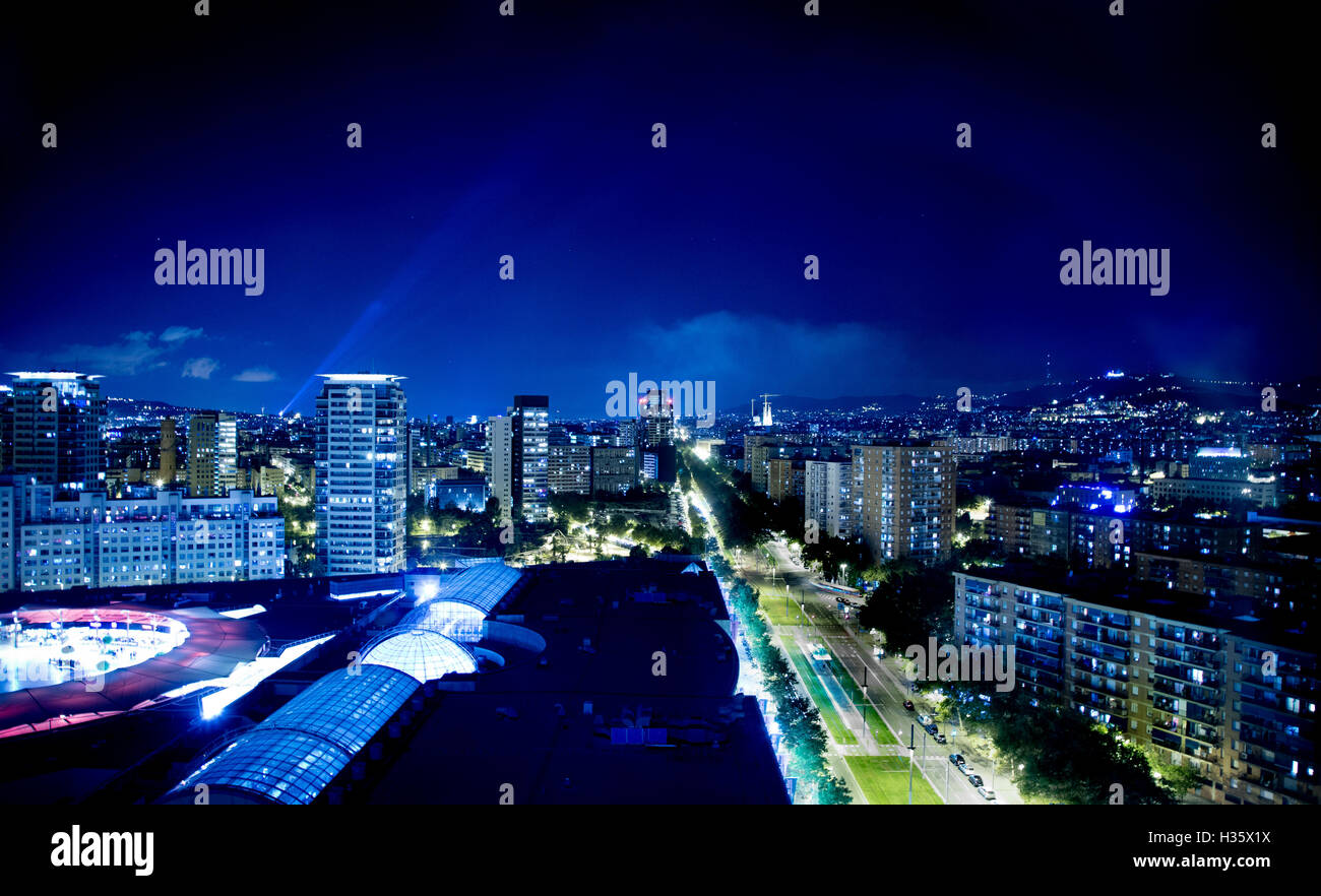 Barcelona at Night Stock Photo - Alamy