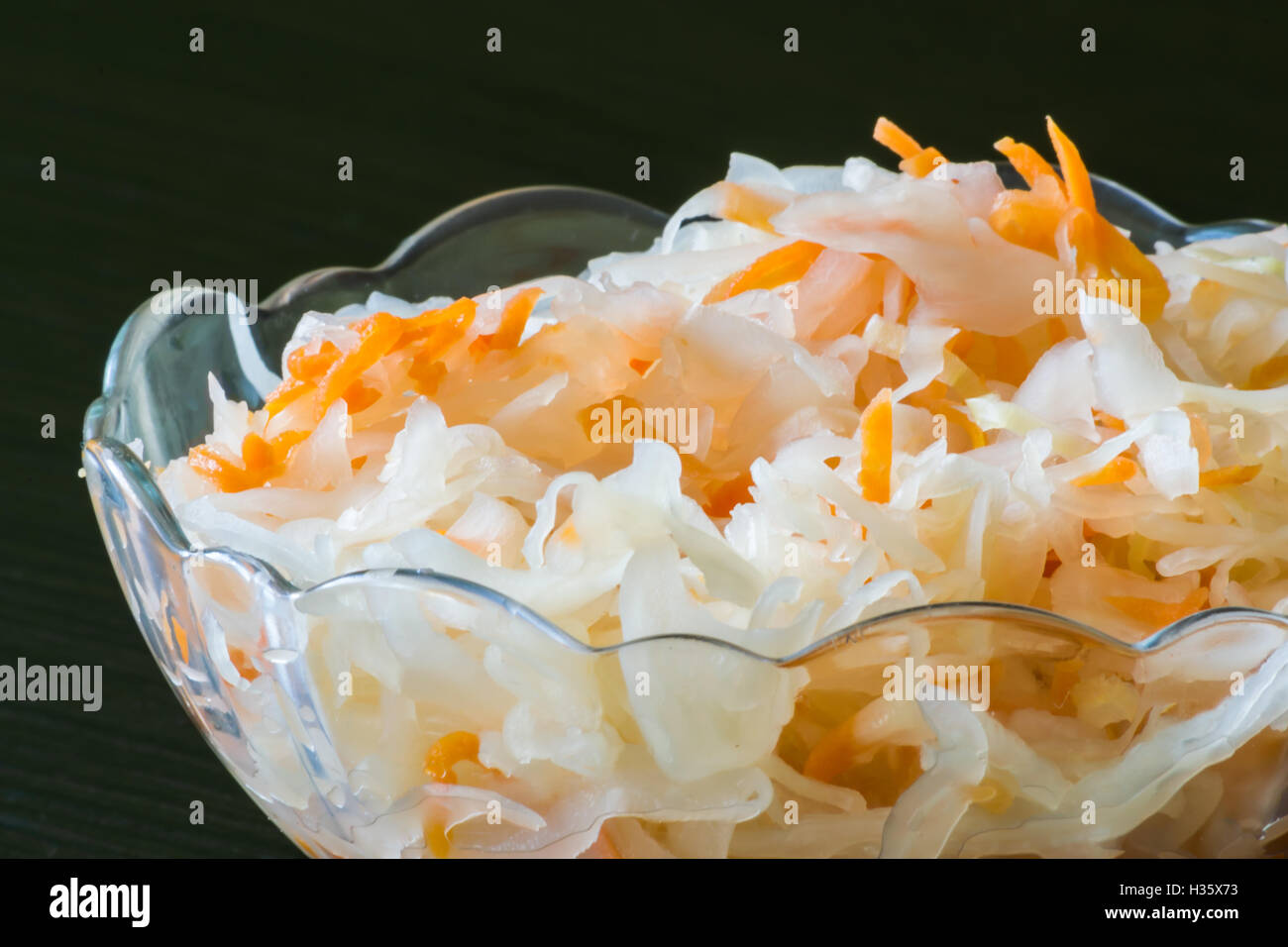 Sauerkraut in a bowl on the table. Stock Photo