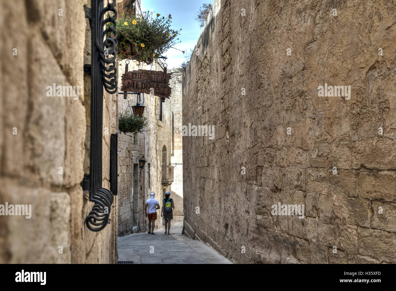 small alley in Mdina, Malta Stock Photo