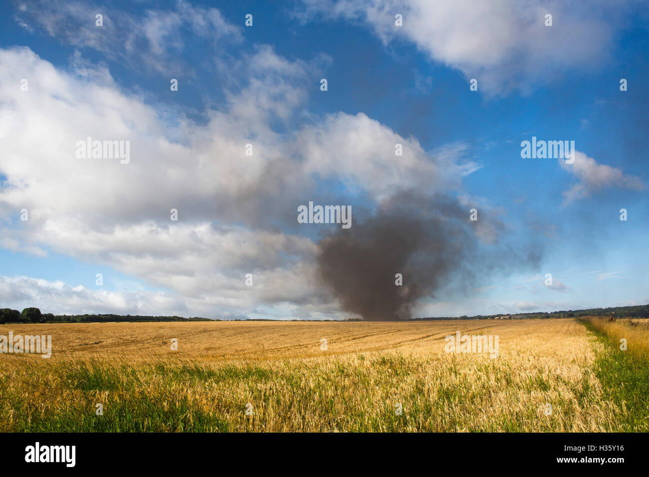 Smoke over a field Stock Photo Alamy