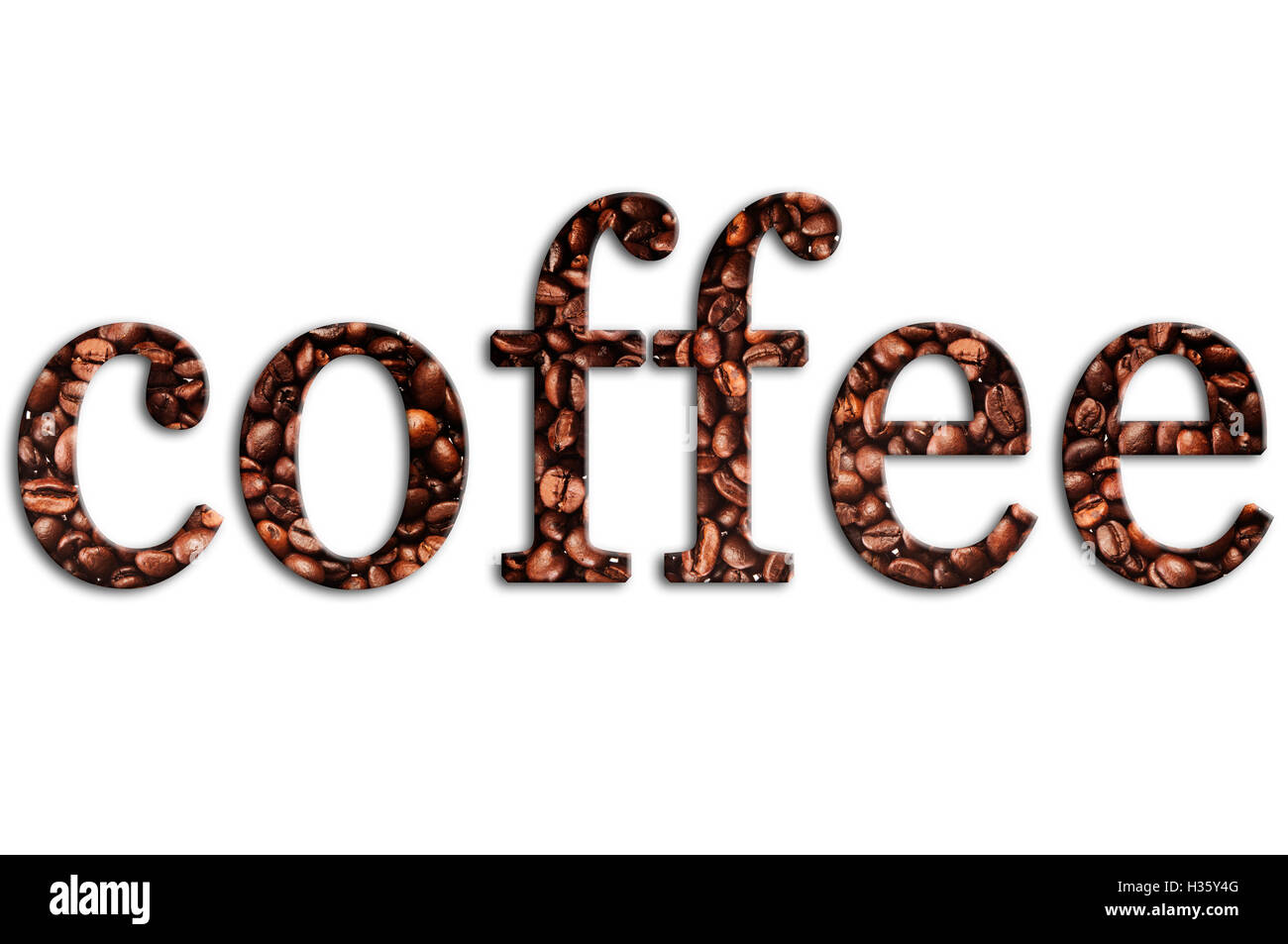 coffee spelled with letters filled with coffee beans Stock Photo Alamy