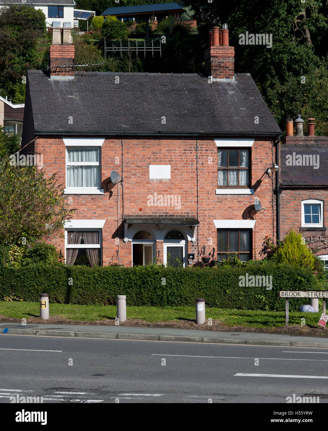Welshpool cottages known as Nelson Place off Brook Street,Welshpool Stock Photo Alamy