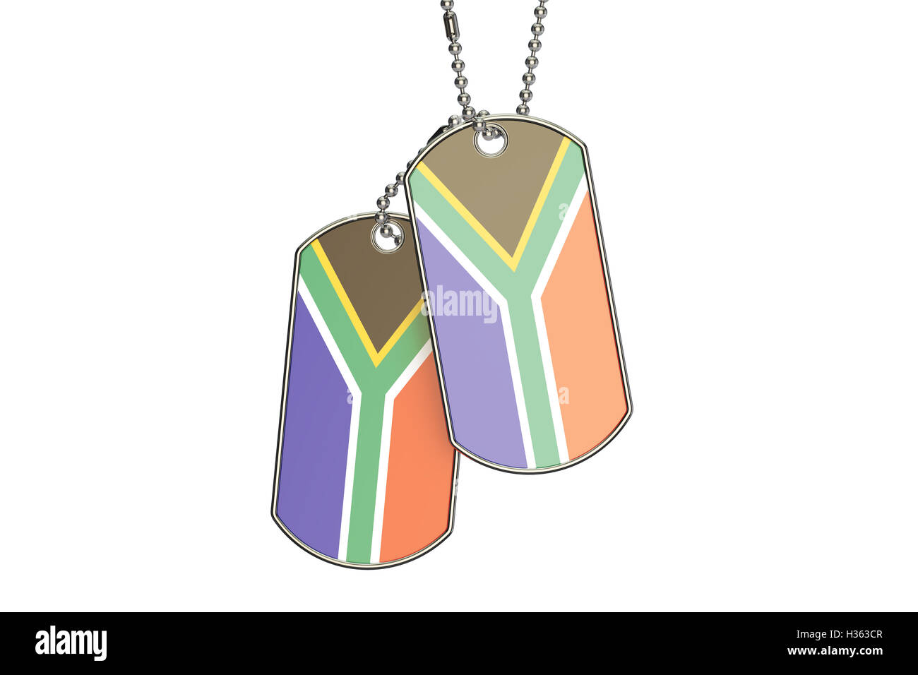 South Africa Dog Tags, 3D rendering isolated on white background Stock