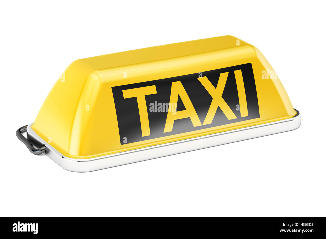 Yellow taxi car signboard, 3D rendering isolated on white background Stock Photo