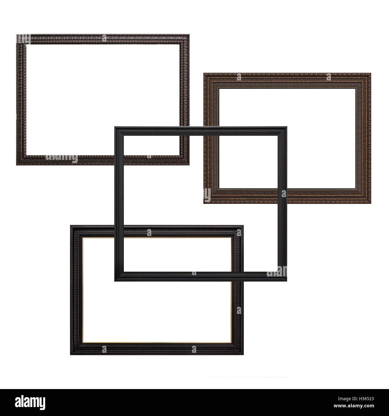 wooden empty picture frames isolated on white background Stock Photo ...