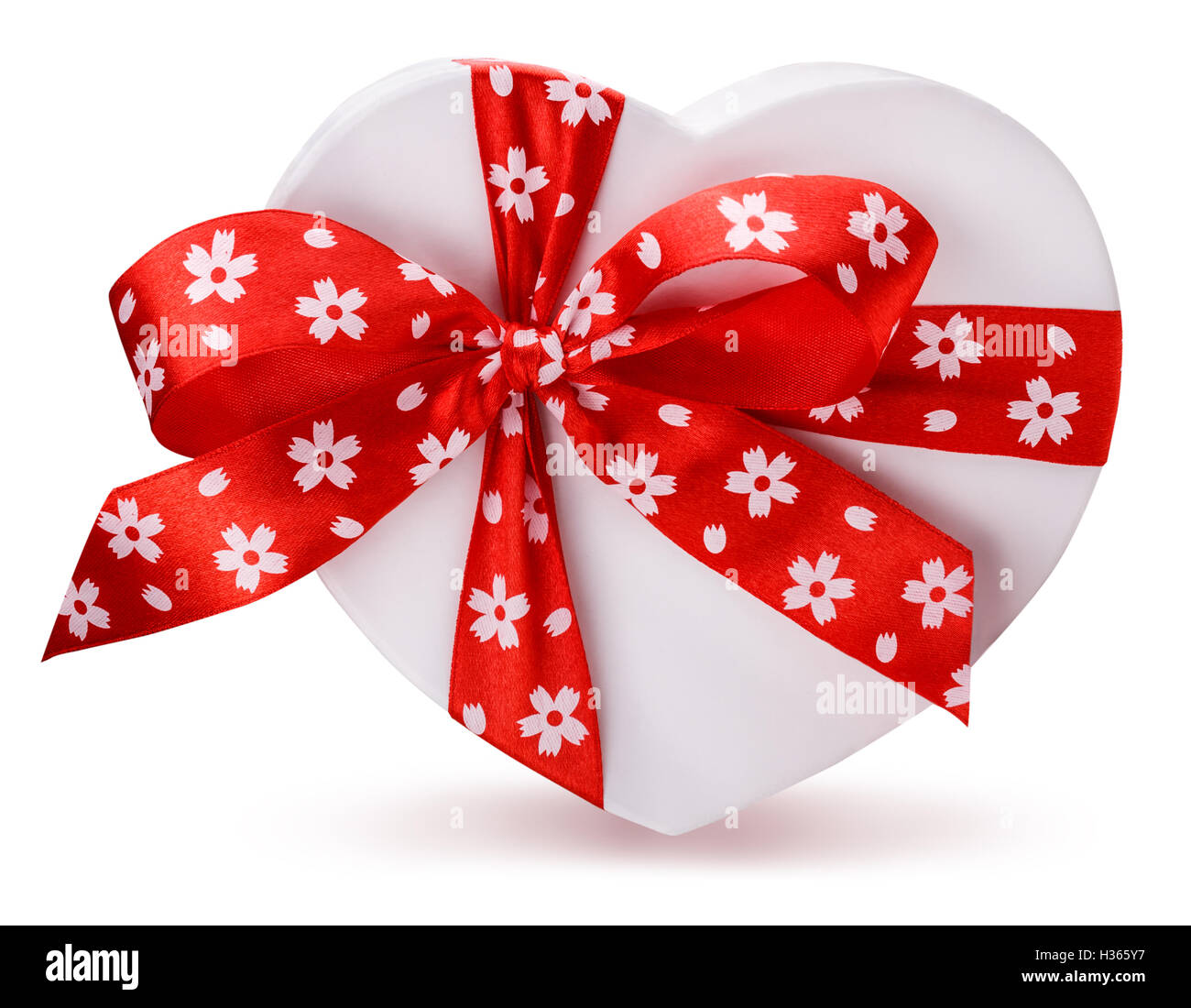 white gift box with a red ribbon and bow Stock Photo - Alamy