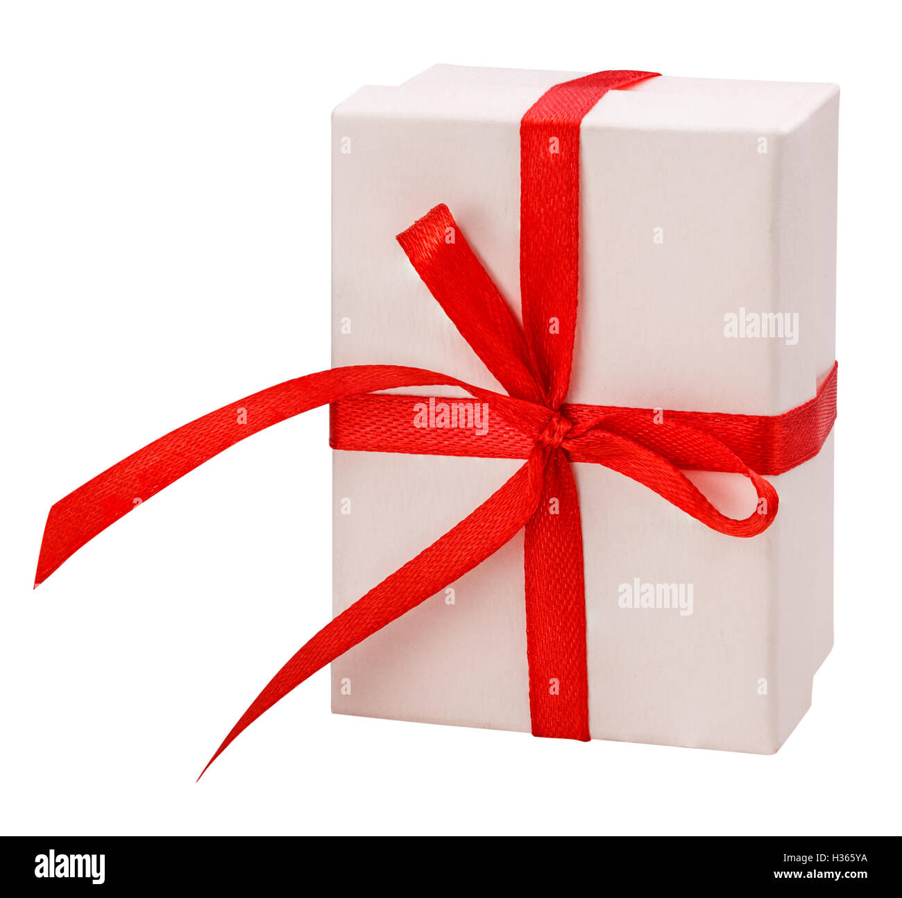 white gift box with a red ribbon and bow Stock Photo - Alamy