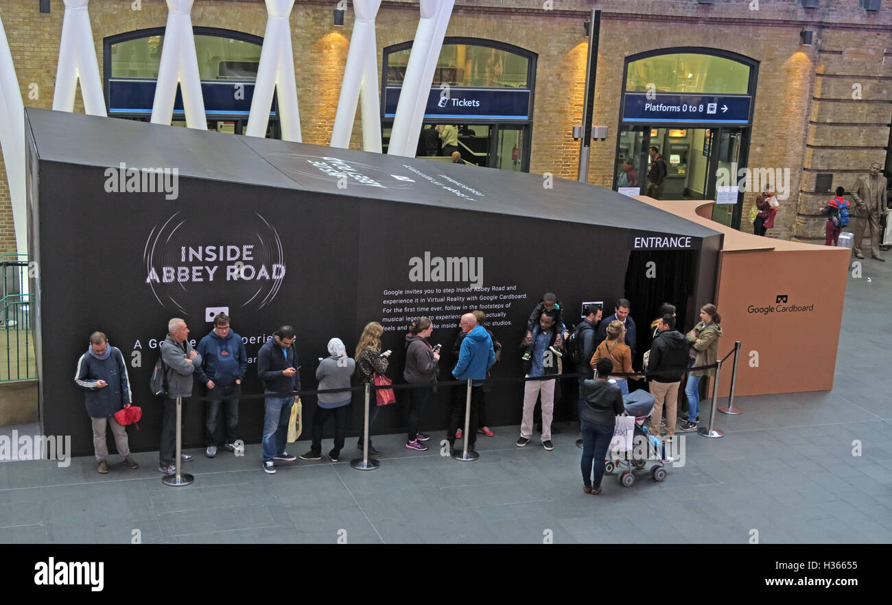 Google Cardboard promote the Daydream Inside Abbey Road App at Kings Cross Station, London Stock Photo