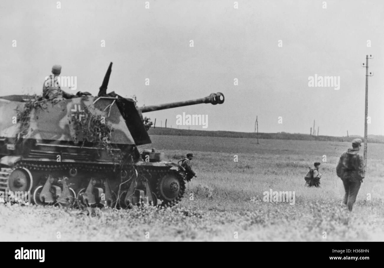 German tank destroyer at Caen in France, 1944 Stock Photo