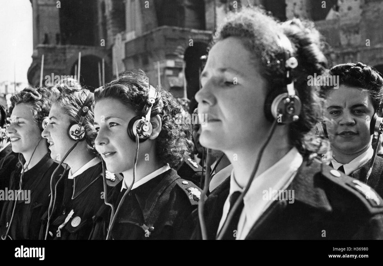 Female telegraphers in Italy, 1939. Stock Photo