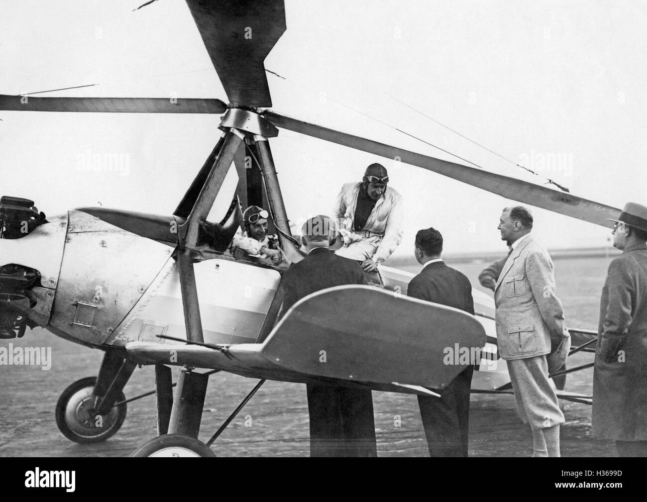 Arrival of an autogyro in Berlin, 1937 Stock Photo