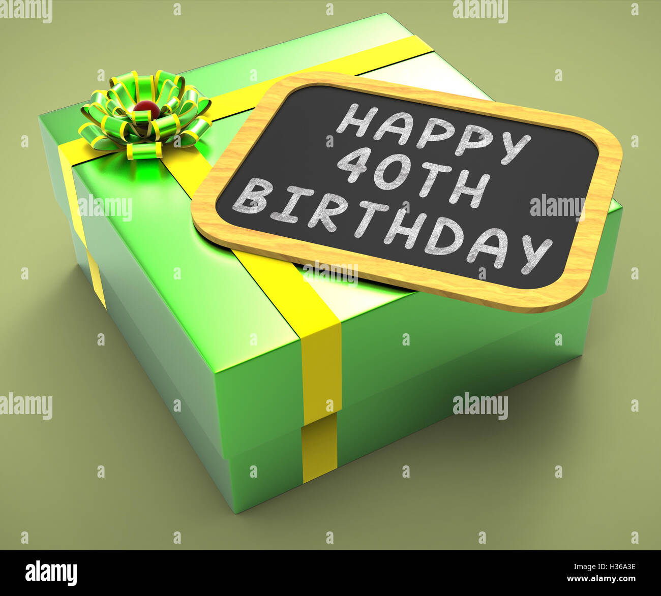 Happy Fortieth Birthday Present Shows Greetings And Compliments Stock Photo