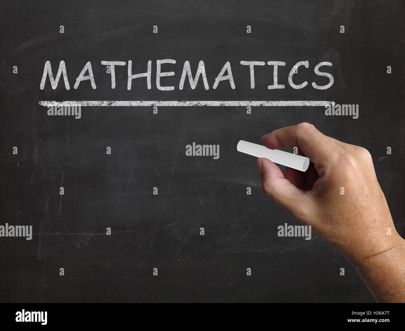 Mathematics Blackboard Means Geometry Calculus Or Statistics Stock Photo