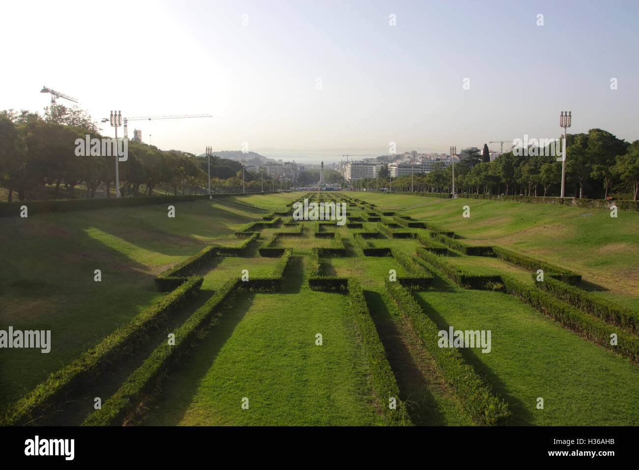 Portugal Lisbon skyline view from Parque Eduardo VII Stock Photo