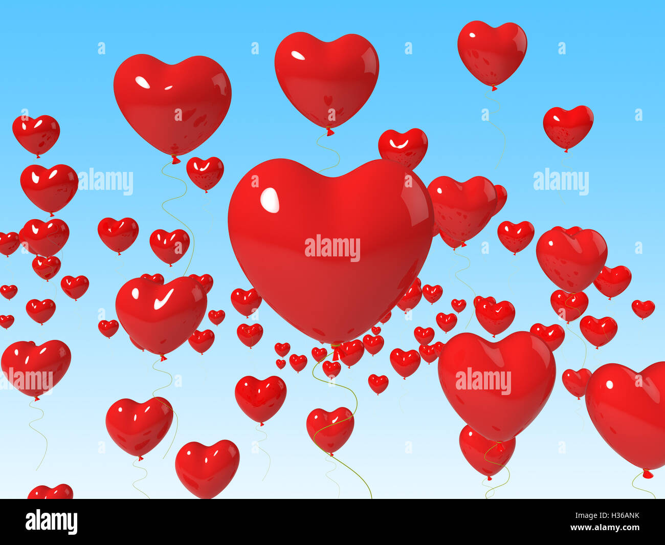 Heart Balloons Floating Mean Romance Passion And Love Stock Photo - Alamy