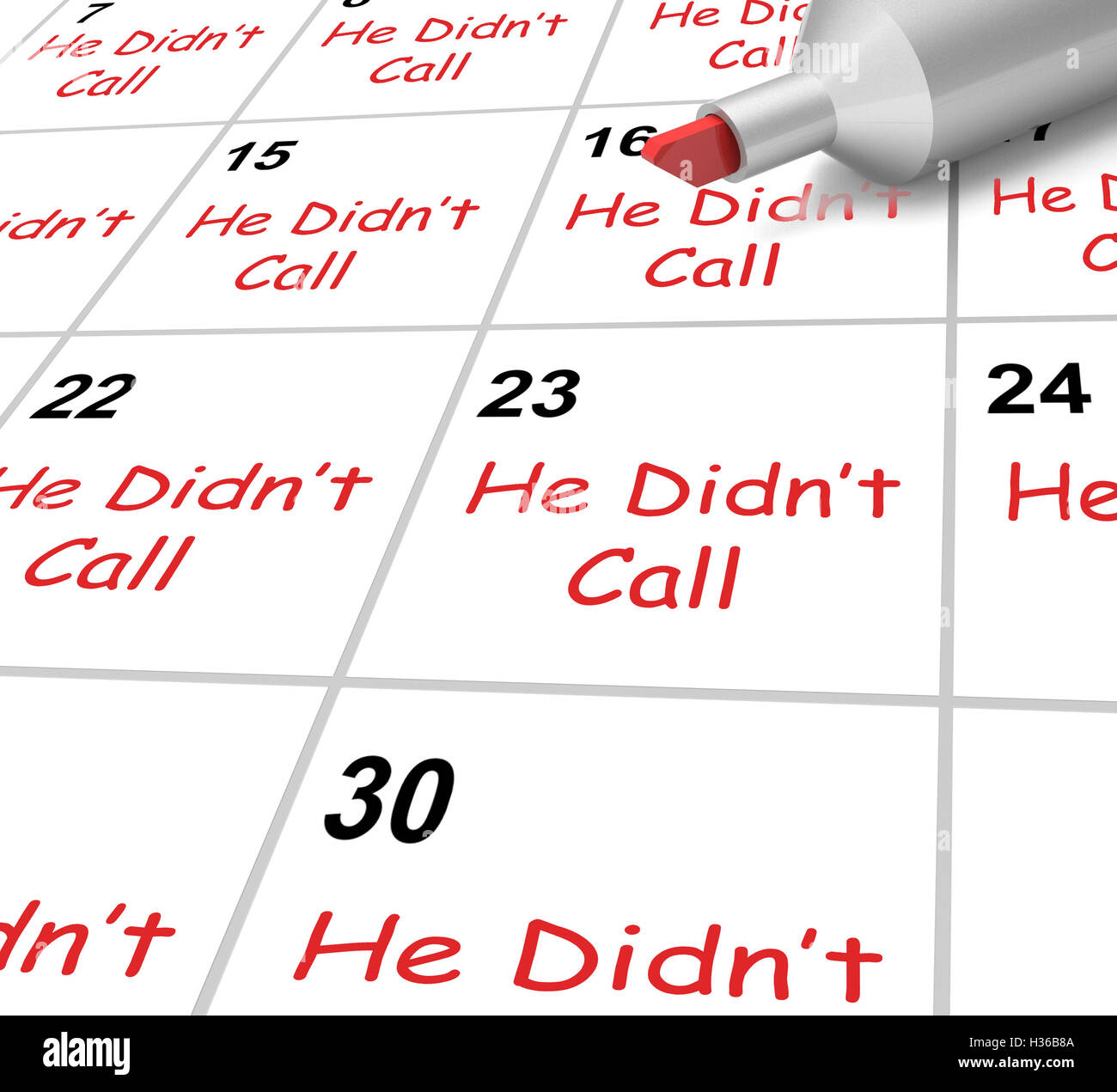 He Didnt Call Calendar Shows No Calls From Love Interest Stock Photo