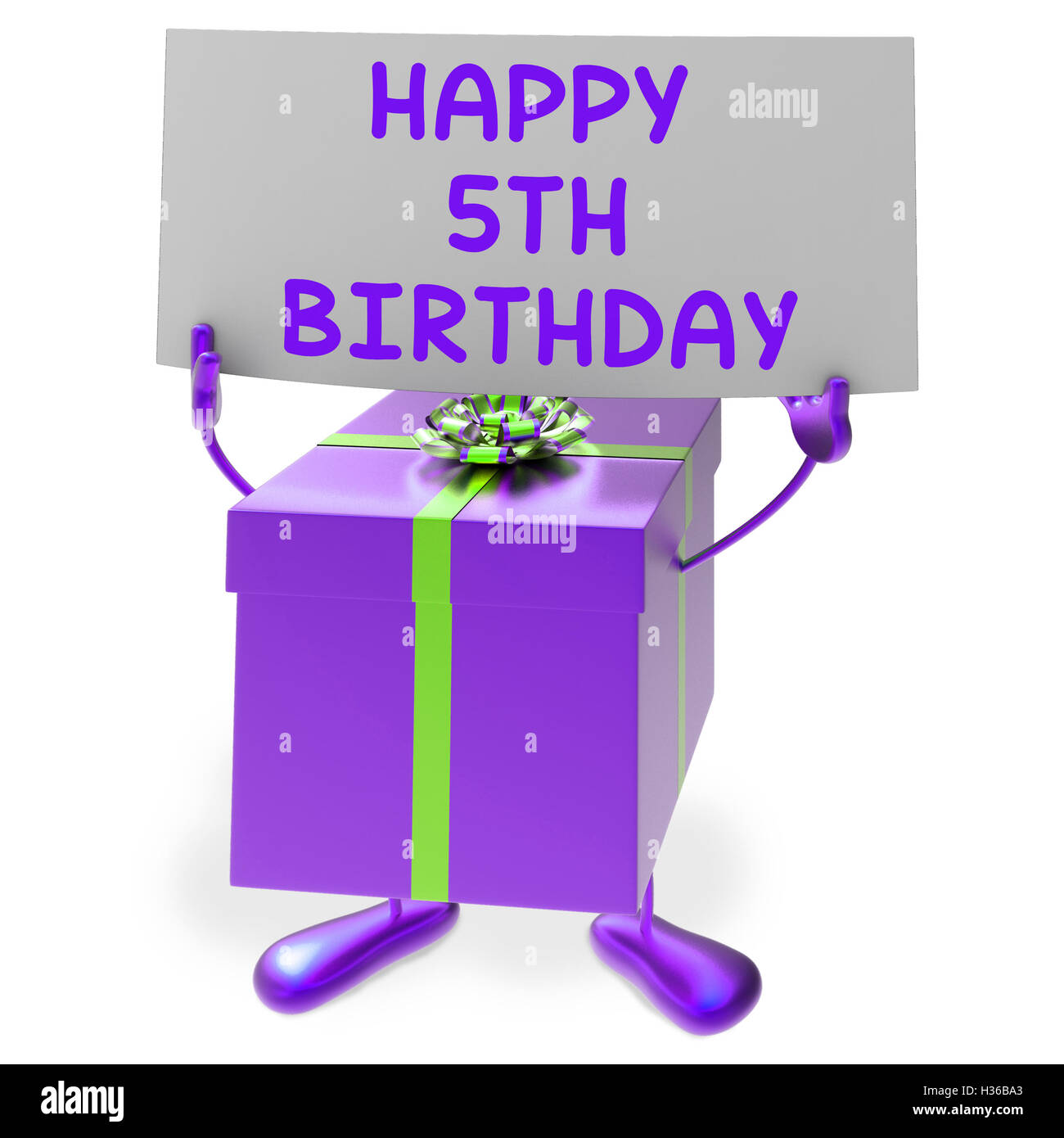 Happy 5th Birthday Sign and Gift Show Fifth Party Stock Photo