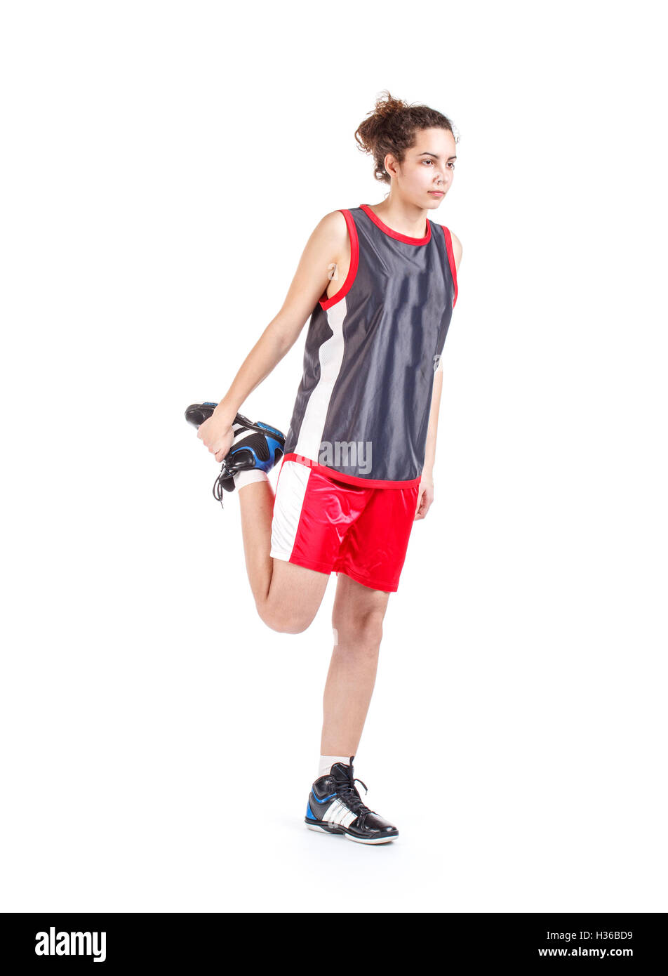 Girl stretching feet Cut Out Stock Images & Pictures - Alamy