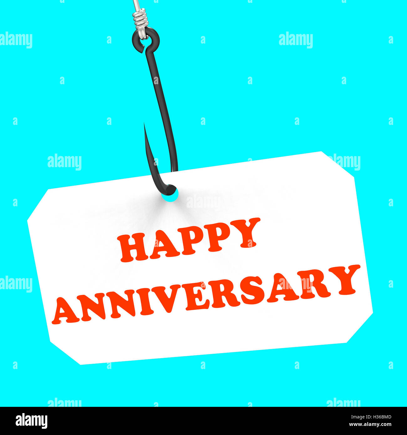 Happy Anniversary On Hook Means Romantic Celebration Or Remembra Stock Photo