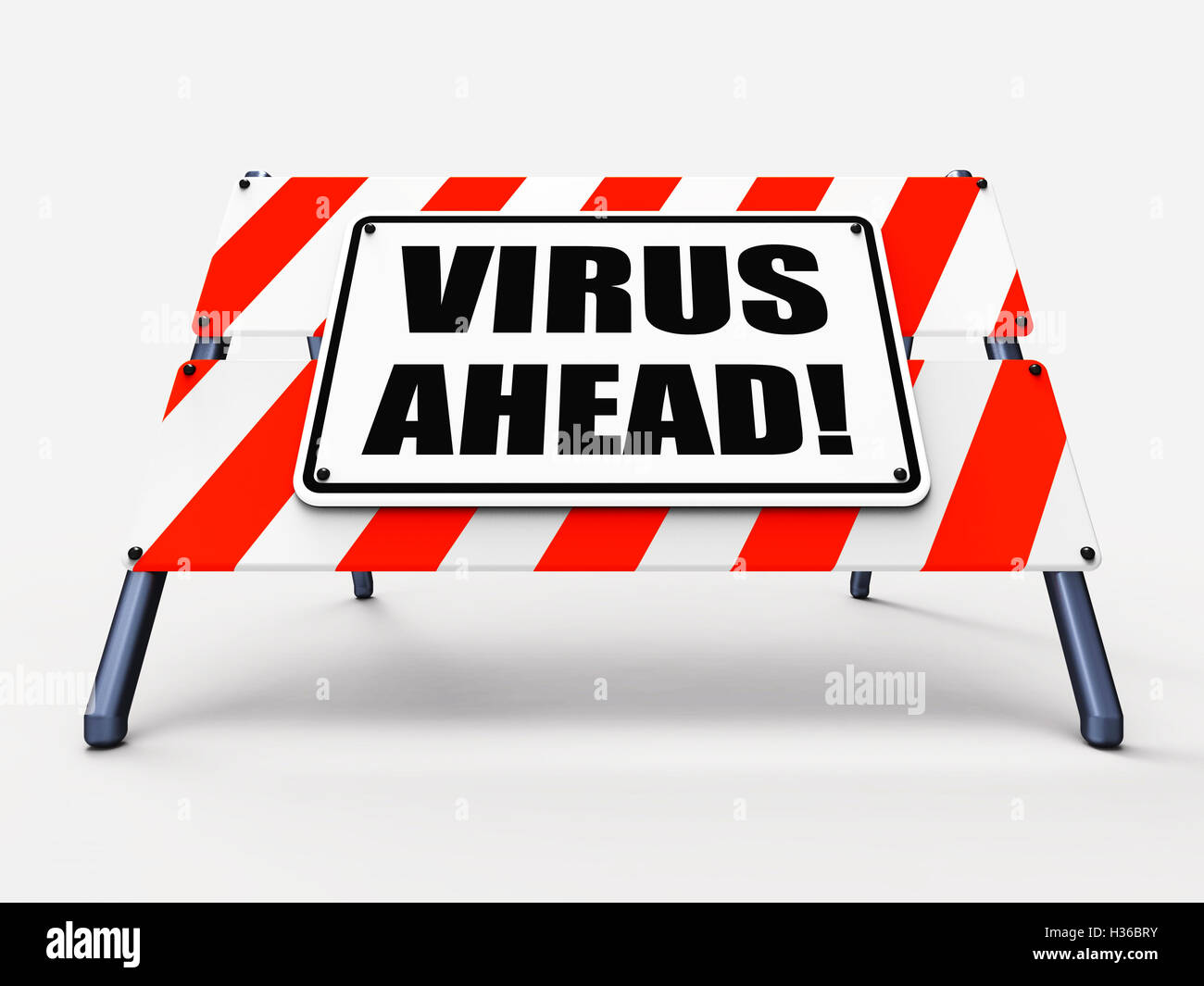 Virus Ahead Indicates Viruses and Future Malicious Damage Stock Photo