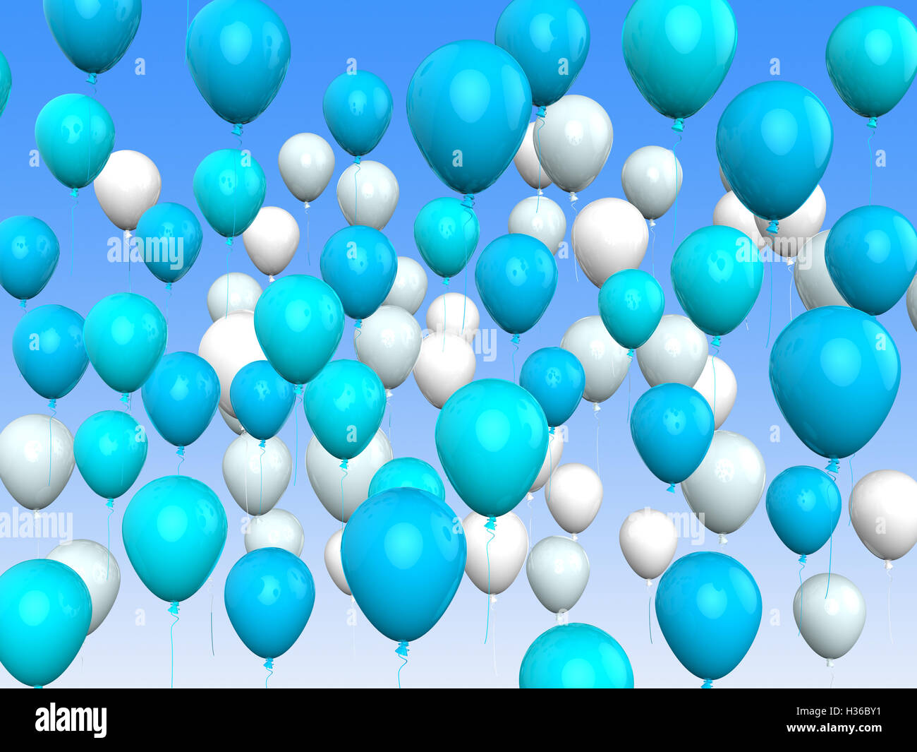 Floating Light Blue And White Balloons Mean Argentinean Flag Or Stock Photo