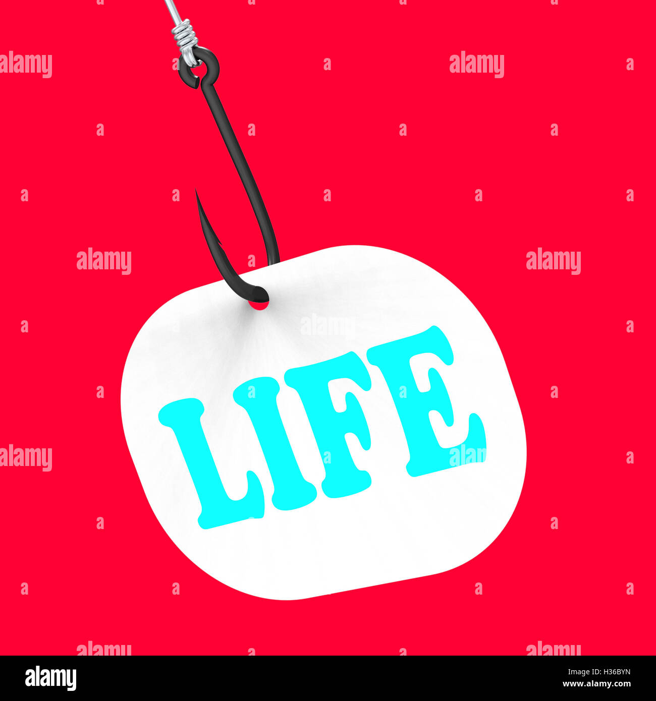 Life On Hook Shows Happy Lifestyle Or Prosperity Stock Photo