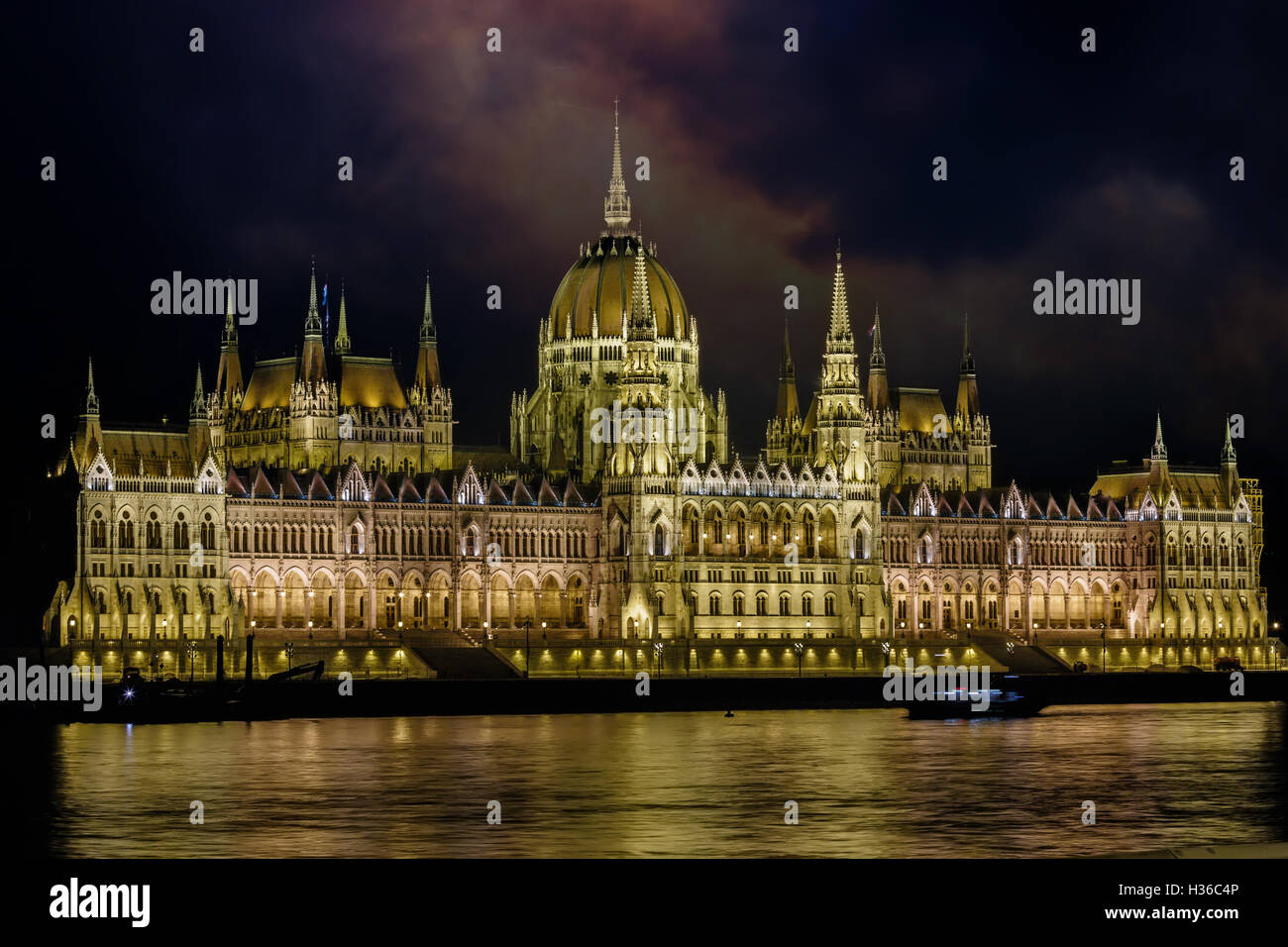 Hungarian parliament in Budapest at night Stock Photo