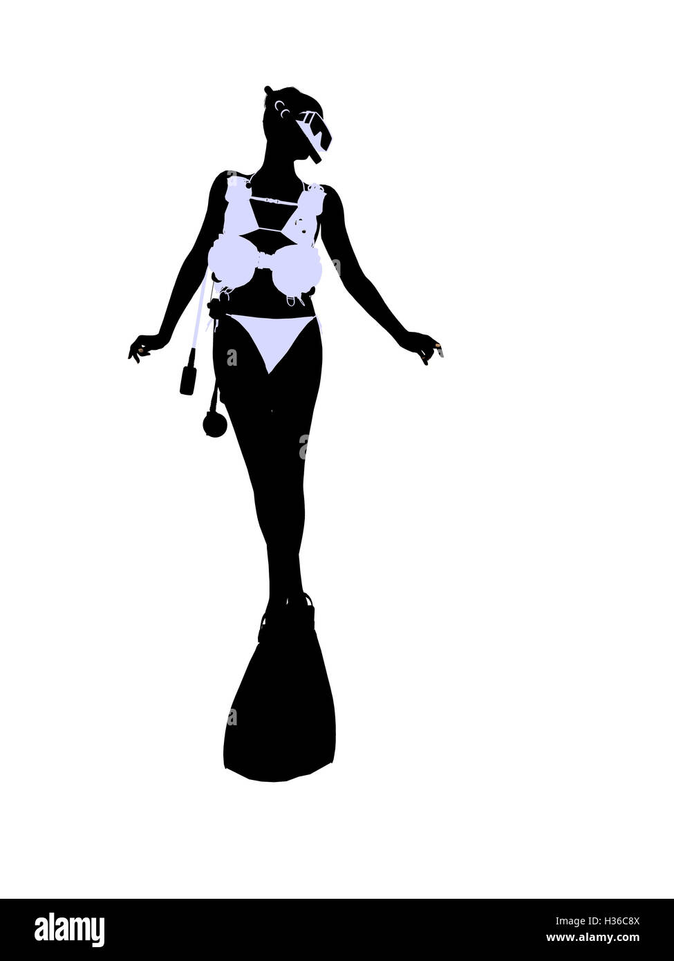 Female scuba diver illustration silhouette hi-res stock photography and ...