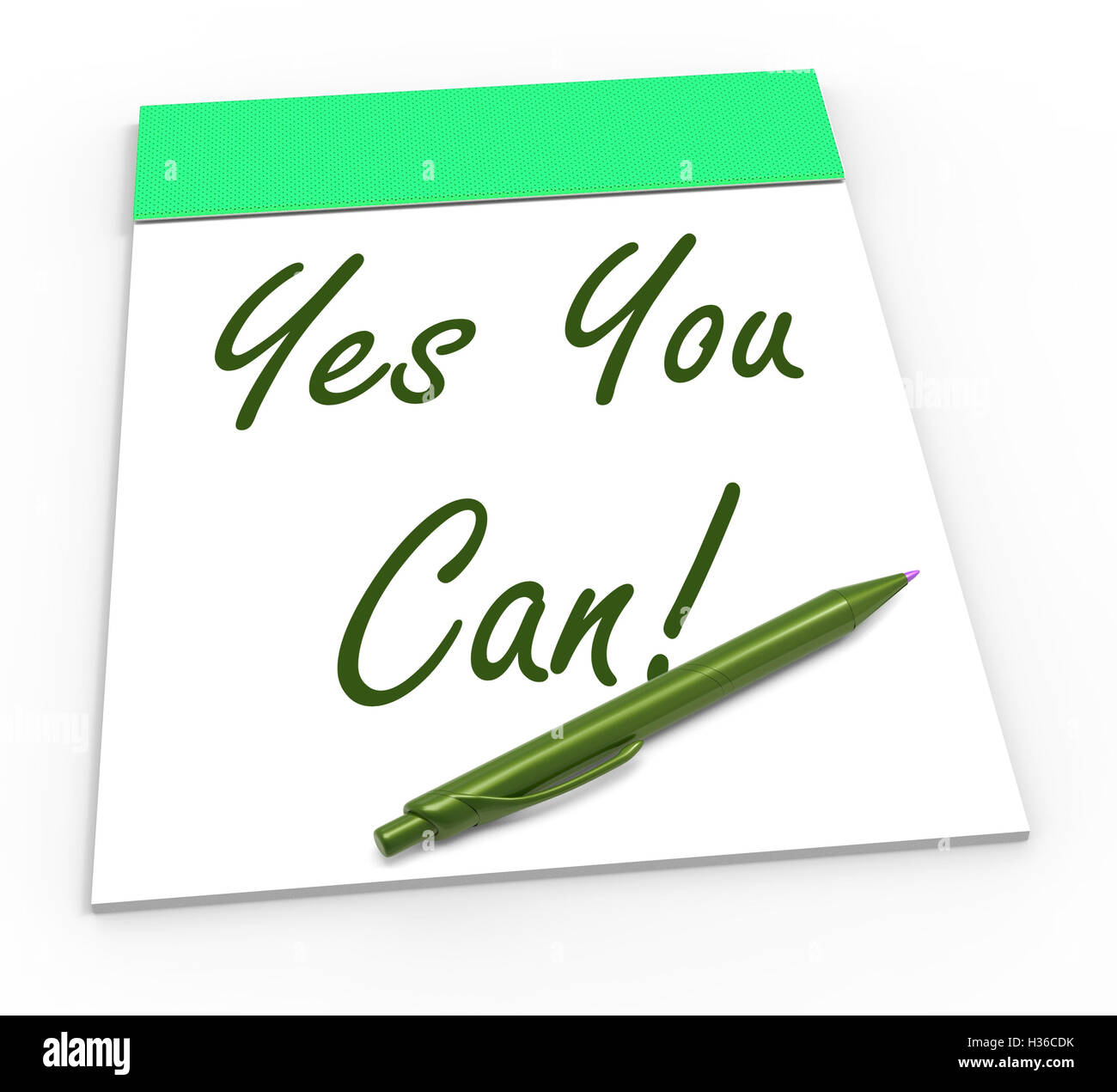 Yes You Can Notepad Shows Self-Belief And Confidence Stock Photo