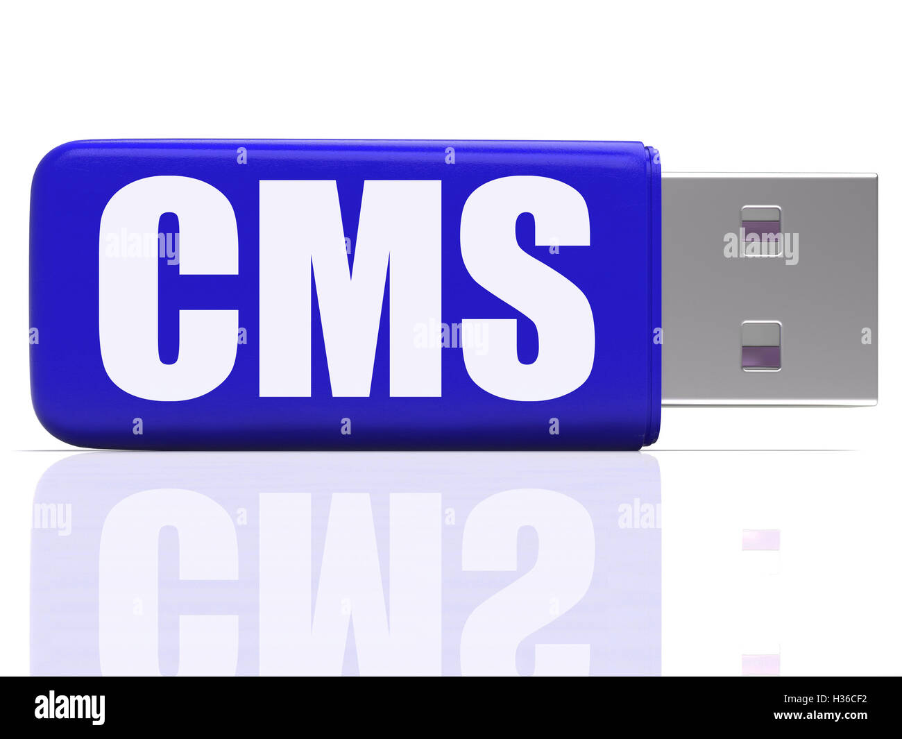 CMS Pen drive Means Content Optimization Or Data Traffic Stock Photo