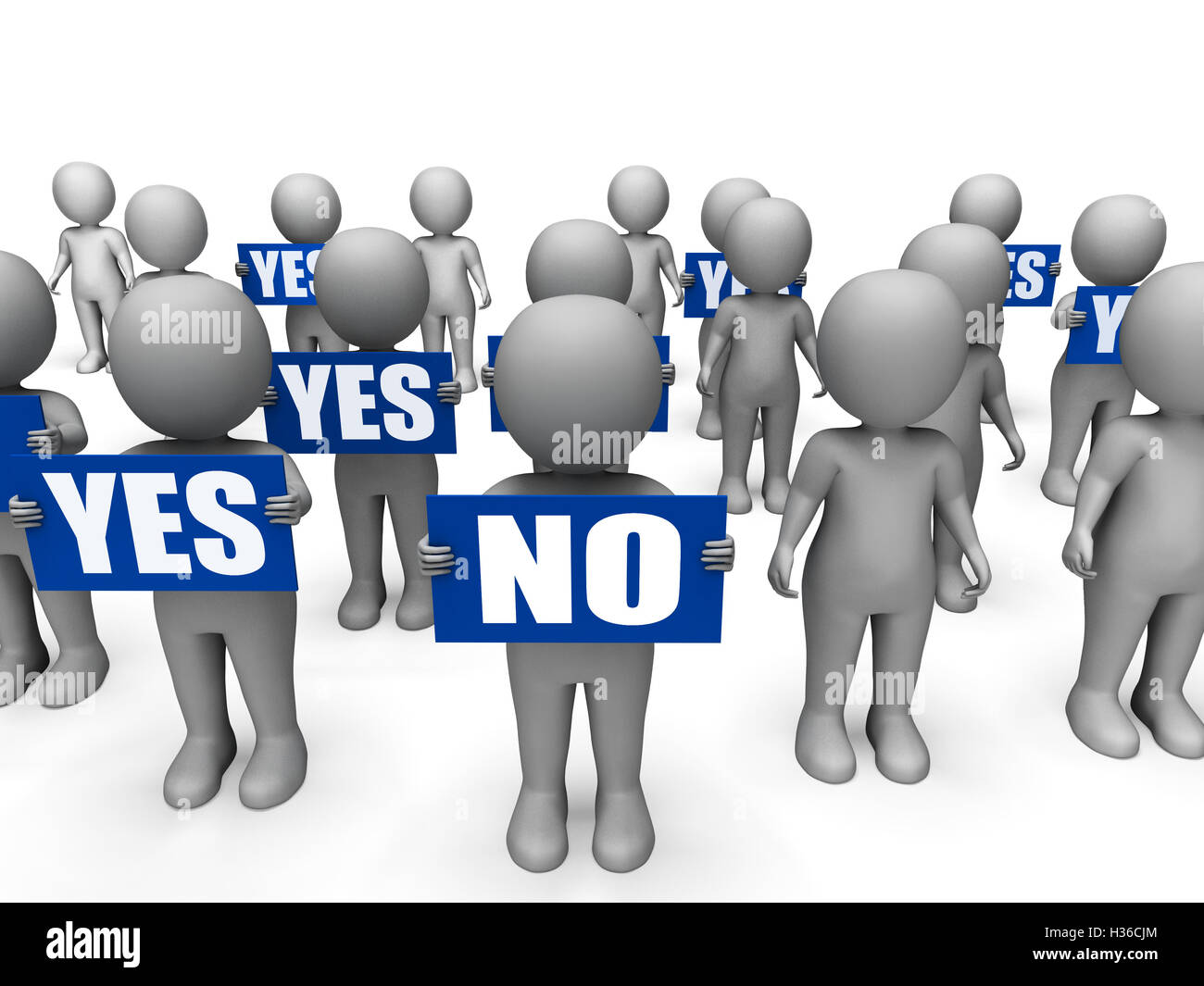 Characters Holding Yes No Signs Mean Uncertain Decisions Stock Photo