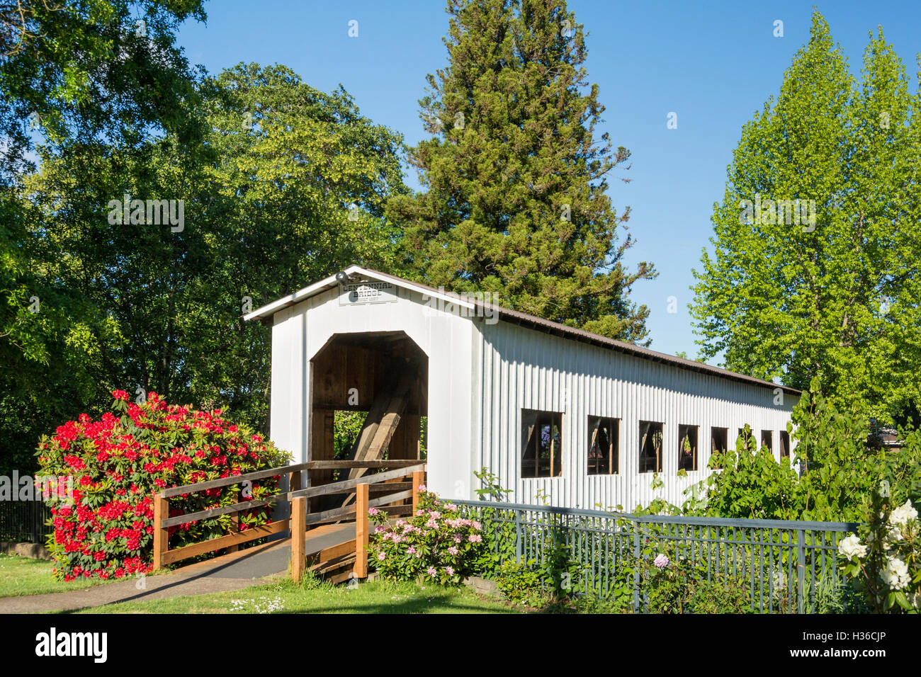 Centennial Bridge In Cottage Grove Oregon Stock Photo 122458190