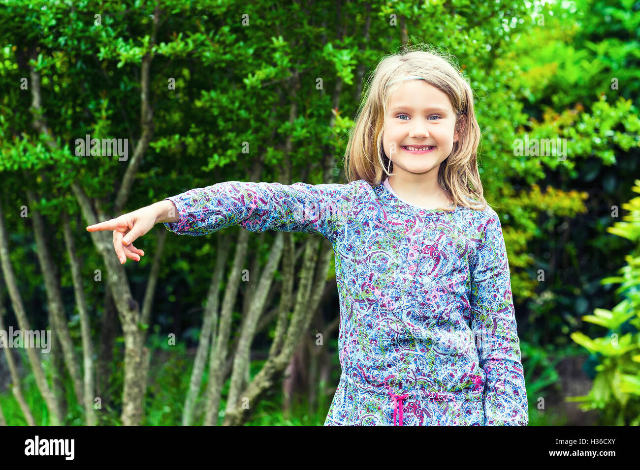Little Girl in the Woods Stock Photo Alamy