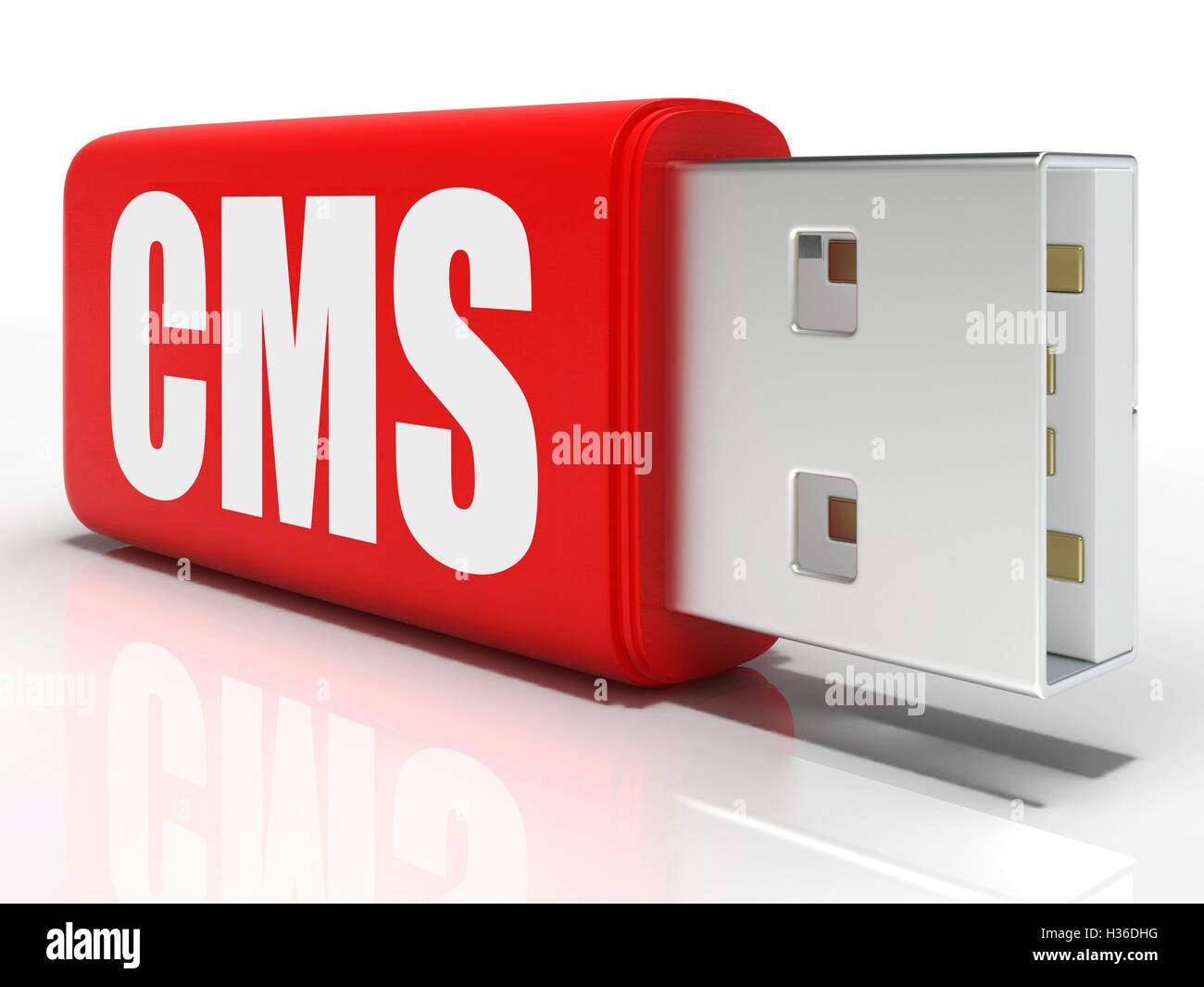 CMS Pen drive Means Content Management System Stock Photo