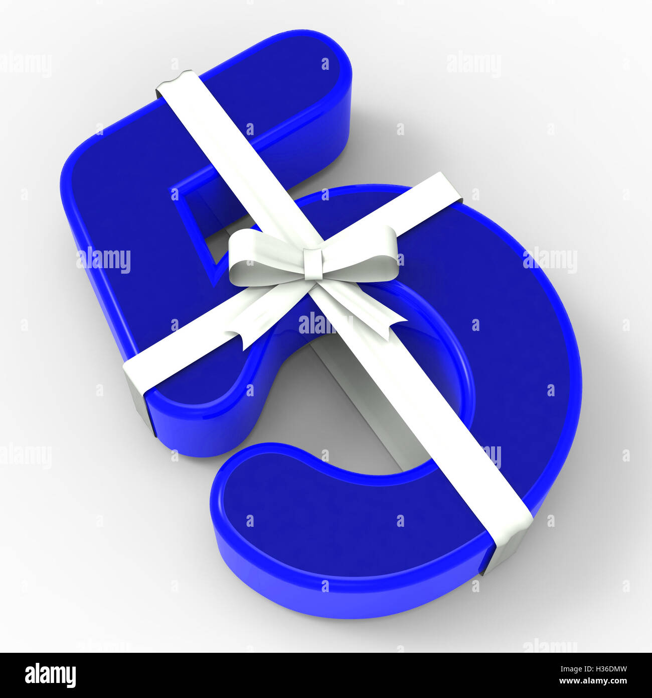 Number Five With Ribbon Shows Special Design Or Adornment Stock Photo