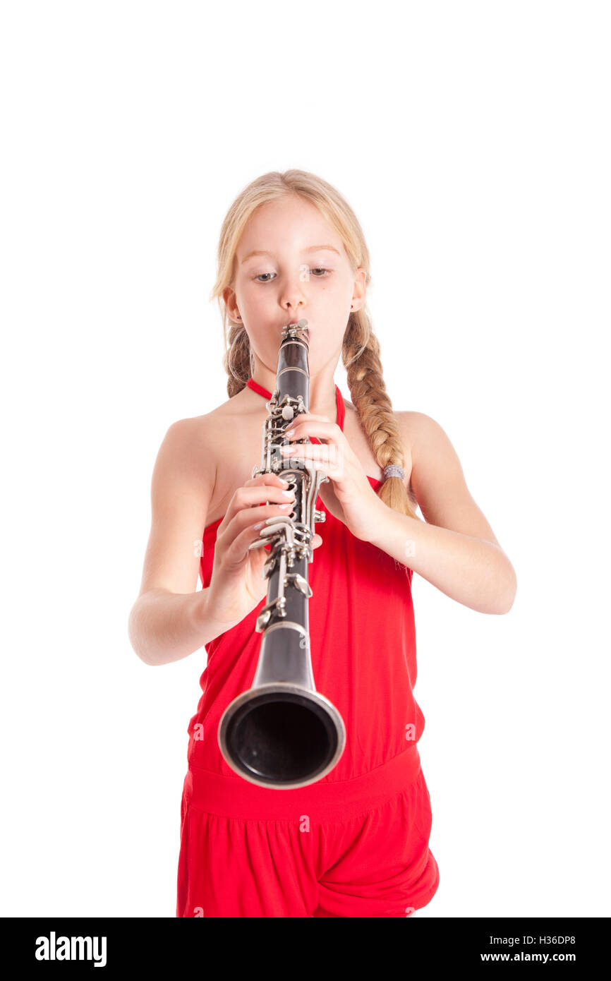 young girl in red playing Stock Photo Alamy