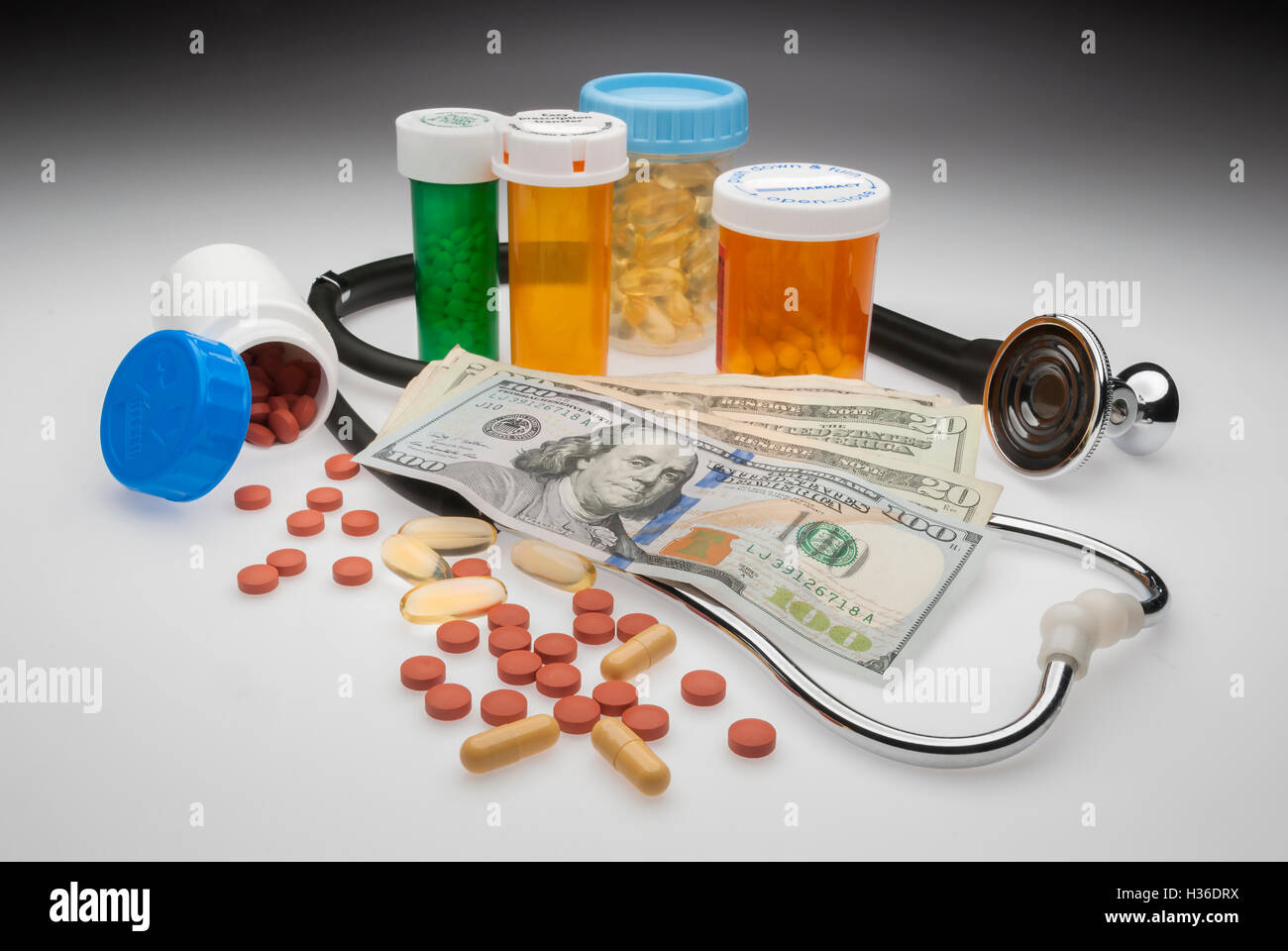 Cost of drugs in healthcare system Stock Photo
