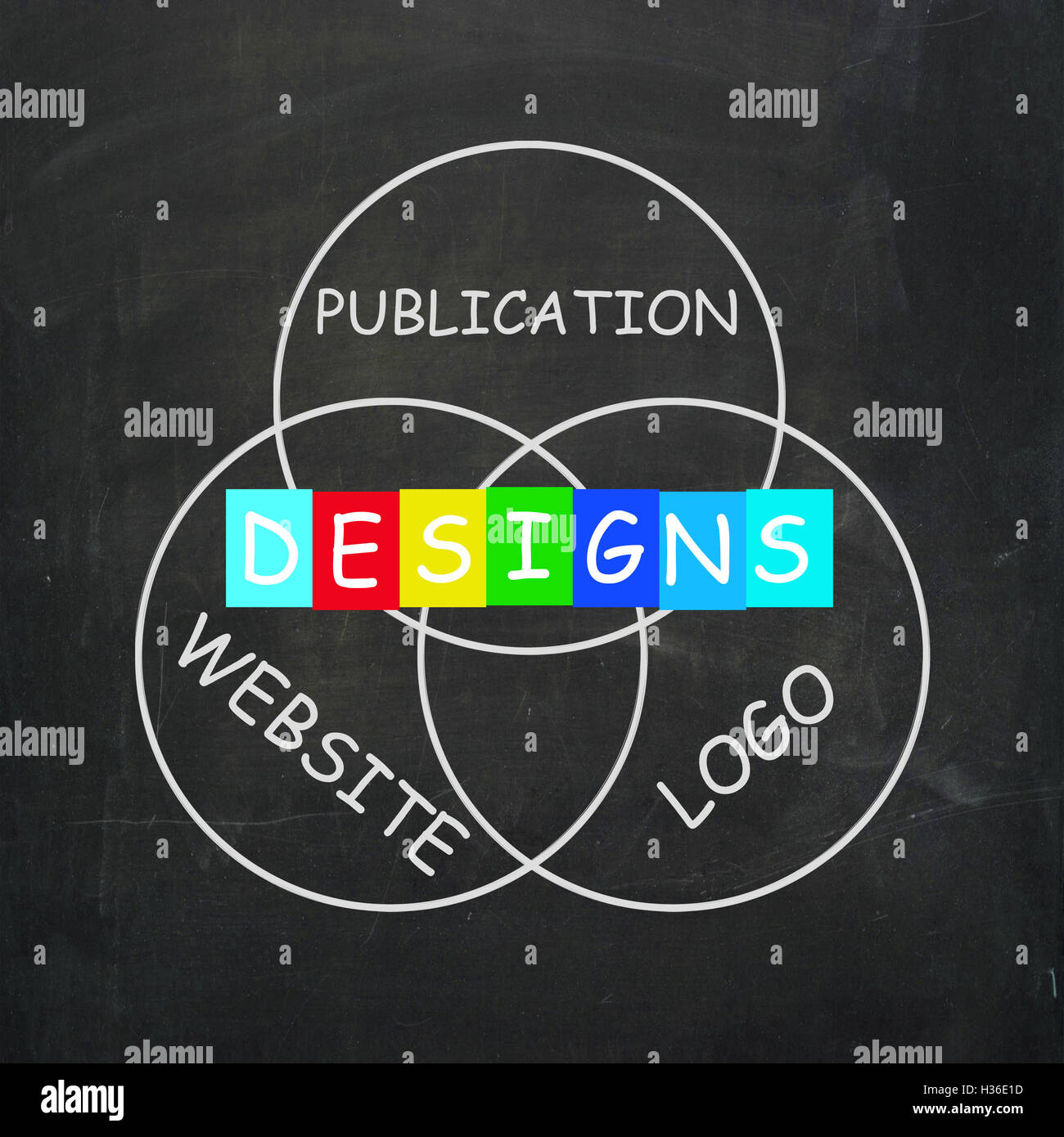 Web design Words Indicate Designs for Logo Publication and Websi Stock Photo