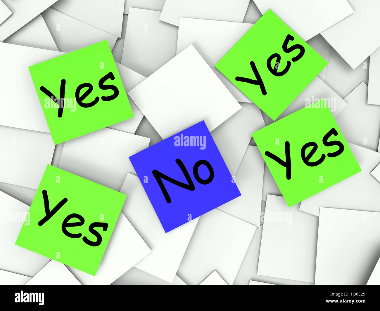 Yes No Post-It Notes Show Affirmative Or Negative Stock Photo