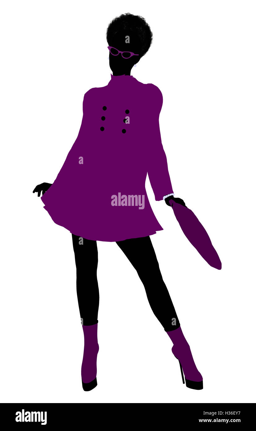 African American Shop Girl Silhouette Stock Photo