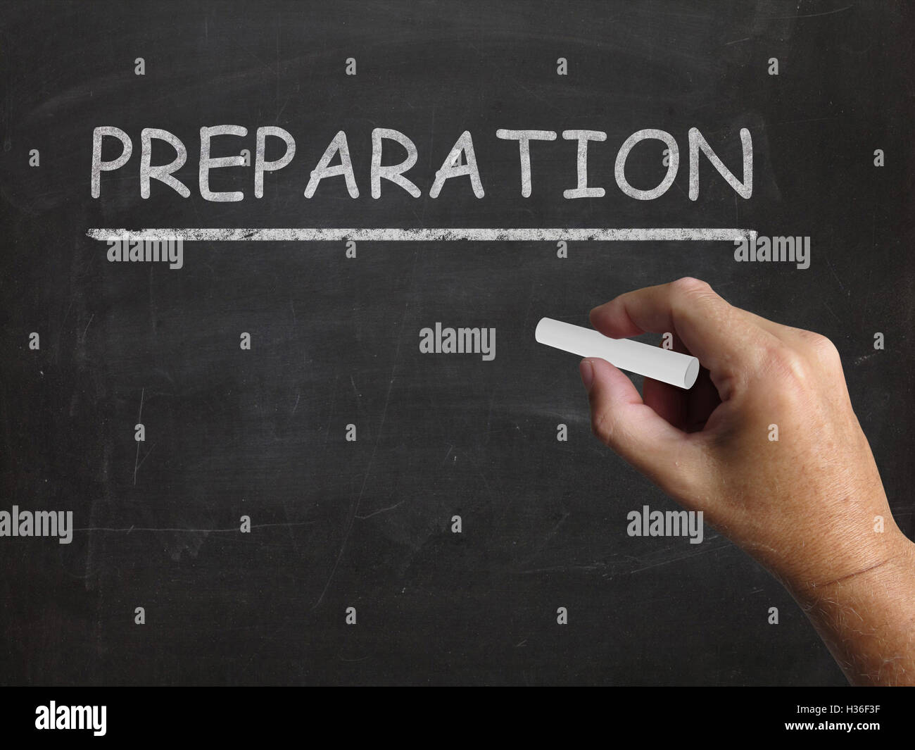 Preparation Blackboard Shows Groundwork Plan And Readiness Stock Photo