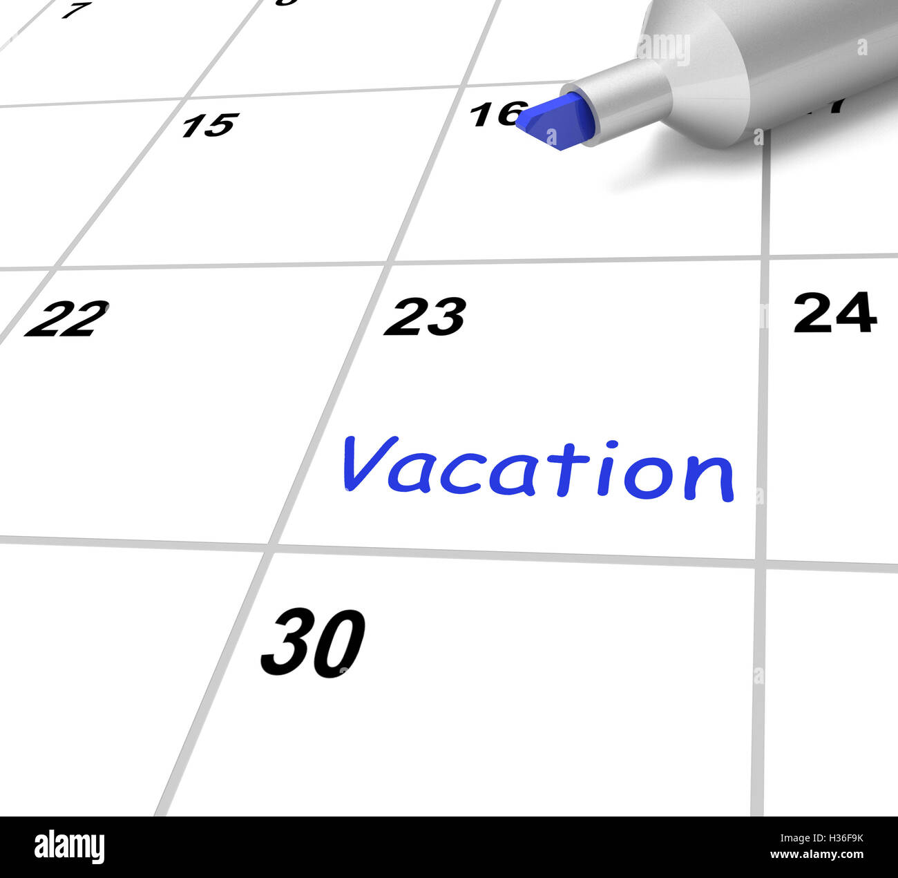 Vacation Calendar Shows Break Or Free From Work Stock Photo