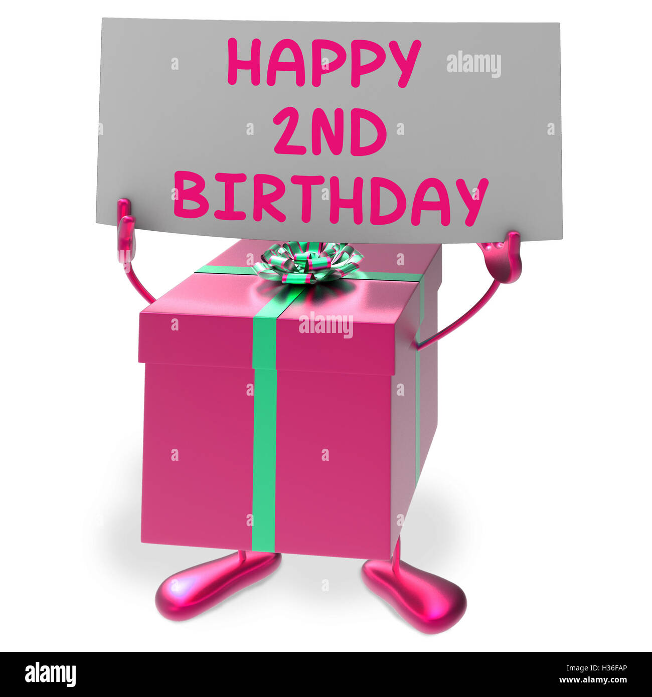 Happy 2nd Birthday Sign and Gift Show Second Party Stock Photo